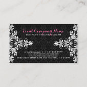 Elegant White Lace Black Damasks Visitenkarte (Rückseite)