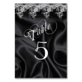 Elegant White Lace Black Satin Tischnummer (Vorderseite)