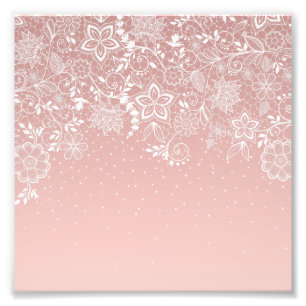 Elegant white lace floral and confetti design fotodruck