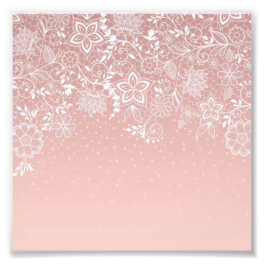 Elegant white lace floral and confetti design fotodruck (Vorne)