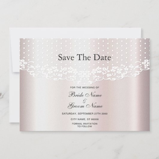 Elegant White Lace Floral Save the Date (Vorderseite)