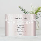 Elegant White Lace Floral Save the Date (Stehend Vorderseite)