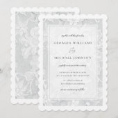 Elegant White Lace Wedding Einladung (Vorne/Hinten)