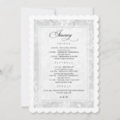 Elegant White Lace Wedding Welcome Itinerary Card Einladung (Rückseite)