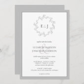 Elegant-White-Leaf-Wreath-Monogramm-Hochzeit Einladung (Vorne/Hinten)