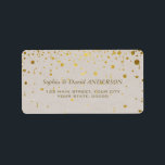 Elegant White Leather Gold Confetti Wedding Adressaufkleber<br><div class="desc">Modernes und elegantes Design mit goldenen Imitaten auf weißem Lederhintergrund. Verwenden Sie das Tool Personalisieren,  um Ihre Informationen hinzuzufügen. Besuchen Sie bitte meine Gold Confetti Kollektion.</div>