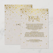 Elegant White Leather Gold Confetti Wedding Begleitkarte (Vorne/Hinten)