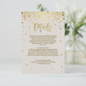 Elegant White Leather Gold Confetti Wedding Begleitkarte (Stehend Vorderseite)