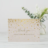 Elegant White Leather Gold Confetti Wedding Dankeskarte (Stehend Vorderseite)
