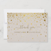 Elegant White Leather Gold Confetti Wedding Dankeskarte (Vorderseite)