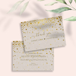 Elegant White Leather Gold Confetti Wedding Dankeskarte
