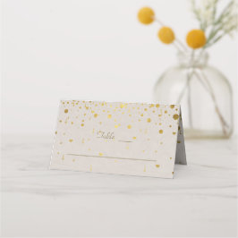 Elegant White Leather Gold Confetti Wedding Platzkarte