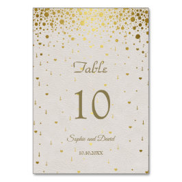 Elegant White Leather Gold Confetti Wedding Tischnummer