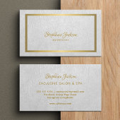 Elegant white leather gold frame professional visitenkarte