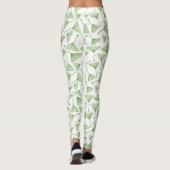 Elegant white leggings with green ginkgo leaf (Rückseite)