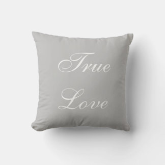 Elegant White Liebe Calligraphy on Silver Gray Kissen