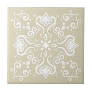 Elegant White Light Beige Azulejo Muster A01c Fliese