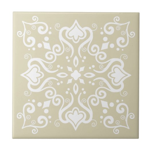 Elegant White Light Beige Azulejo Muster A01c Fliese (Vorderseite)