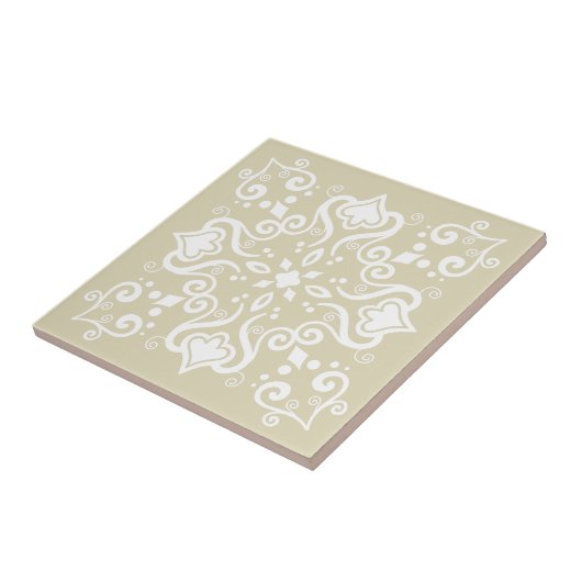 Elegant White Light Beige Azulejo Muster A01c Fliese (Seite)