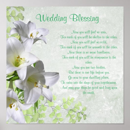 Elegant White Lilies Apache Wedding Segen Poster (Vorne)