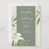 Elegant White Lilies Wedding Einladung (Vorderseite)