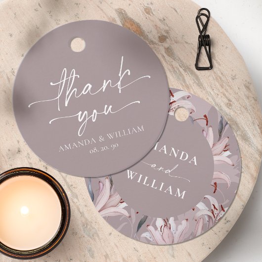 Elegant White Lily Wedding Vielen Dank Tag Geschenkanhänger