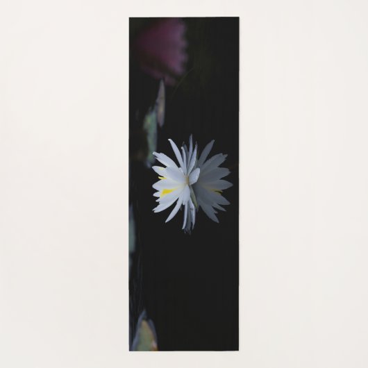 Elegant White Lotus, Schwarz Yogamatte (Rückseite)