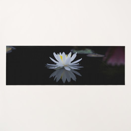 Elegant White Lotus, Schwarz Yogamatte (Vorderseite (Horizontal))