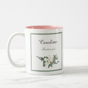 Elegant White Magnolia Blossom Bridesmaid Zweifarbige Tasse