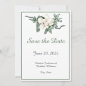 Elegant White Magnolia Blossom Save The Date (Vorderseite)