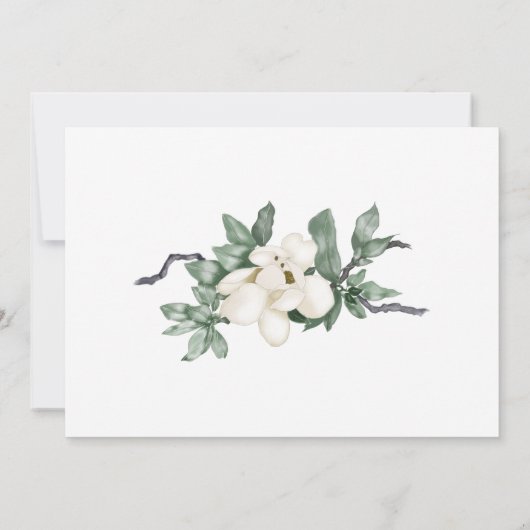 Elegant White Magnolia Blossom Save The Date (Rückseite)