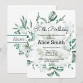 Elegant White Magnolia Greenery 30. Geburtstag Einladung (Vorne/Hinten)