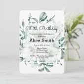 Elegant White Magnolia Greenery 30. Geburtstag Einladung (Stehend Vorderseite)