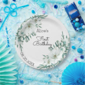 Elegant White Magnolia Grüne Flora Erstbegehrens G Pappteller (Party)