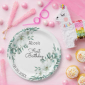 Elegant White Magnolia Grüne Flora Erstbegehrens G Pappteller (Party)