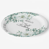 Elegant White Magnolia Grüne Flora Erstbegehrens G Pappteller (Schrägansicht)