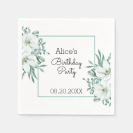 Elegant White Magnolia Grüne Region Flora Serviette