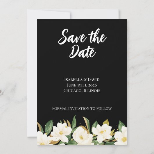 Elegant White Magnolia Save The Date (Vorderseite)