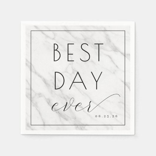 Elegant White Marble Calligraphy Serviette (Vorderseite)