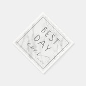 Elegant White Marble Calligraphy Serviette (Ecke)