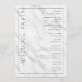 Elegant White Marble Ceremony Schedule Programm (Rückseite)
