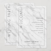 Elegant White Marble Ceremony Schedule Programm (Vorne/Hinten)