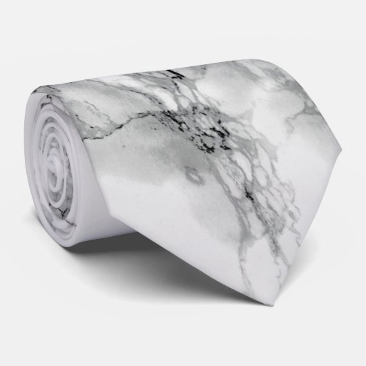 Elegant White Marble Neck Tie Krawatte (Gerollt)