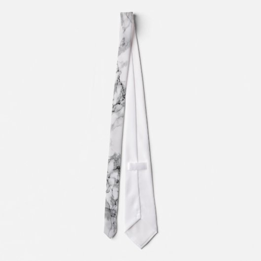 Elegant White Marble Neck Tie Krawatte (Rückseite)