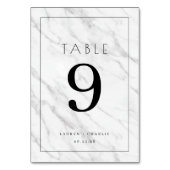 Elegant White Marble Number Card Tischnummer (Rückseite)