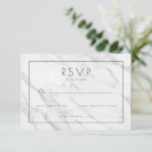 Elegant White Marble RSVP Karte (Stehend Vorderseite)