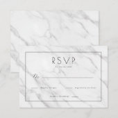 Elegant White Marble RSVP Karte (Vorne/Hinten)