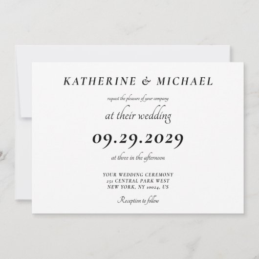 Elegant White Minimal Wedding Invitations Einladung (Rückseite)