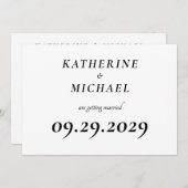 Elegant White Minimal Wedding Invitations Einladung (Vorne/Hinten)