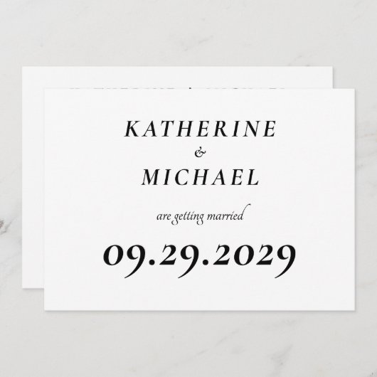 Elegant White Minimal Wedding Invitations Einladung (Vorne/Hinten)